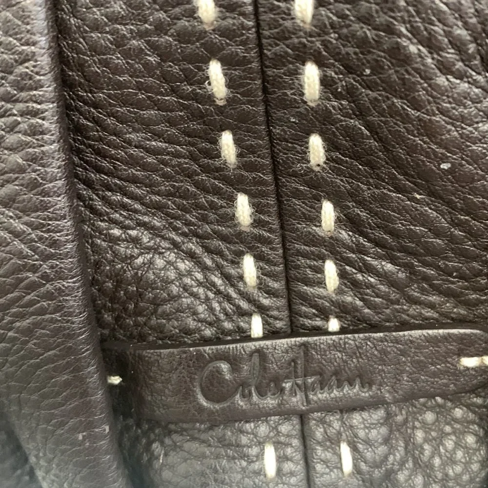 Cole Haan Pebbled Leather Hobo Ruched Brown Double Strap Bag